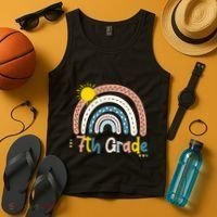 Boho Rainbow Sun For Teachers Women Hello 7th Grade Gift Tank Top thumb 4