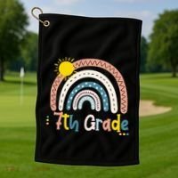 Boho Rainbow Sun For Teachers Women Hello 7th Grade Gift Golf Towel thumb 1