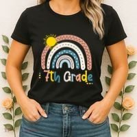 Boho Rainbow Sun For Teachers Women Hello 7th Grade Gift Women's T-Shirt thumb 2