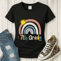 Boho Rainbow Sun For Teachers Women Hello 7th Grade Gift Women's T-Shirt thumb 3