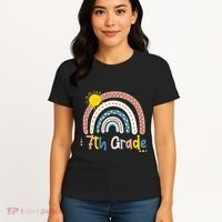 Boho Rainbow Sun For Teachers Women Hello 7th Grade Gift Women's T-Shirt thumb 4
