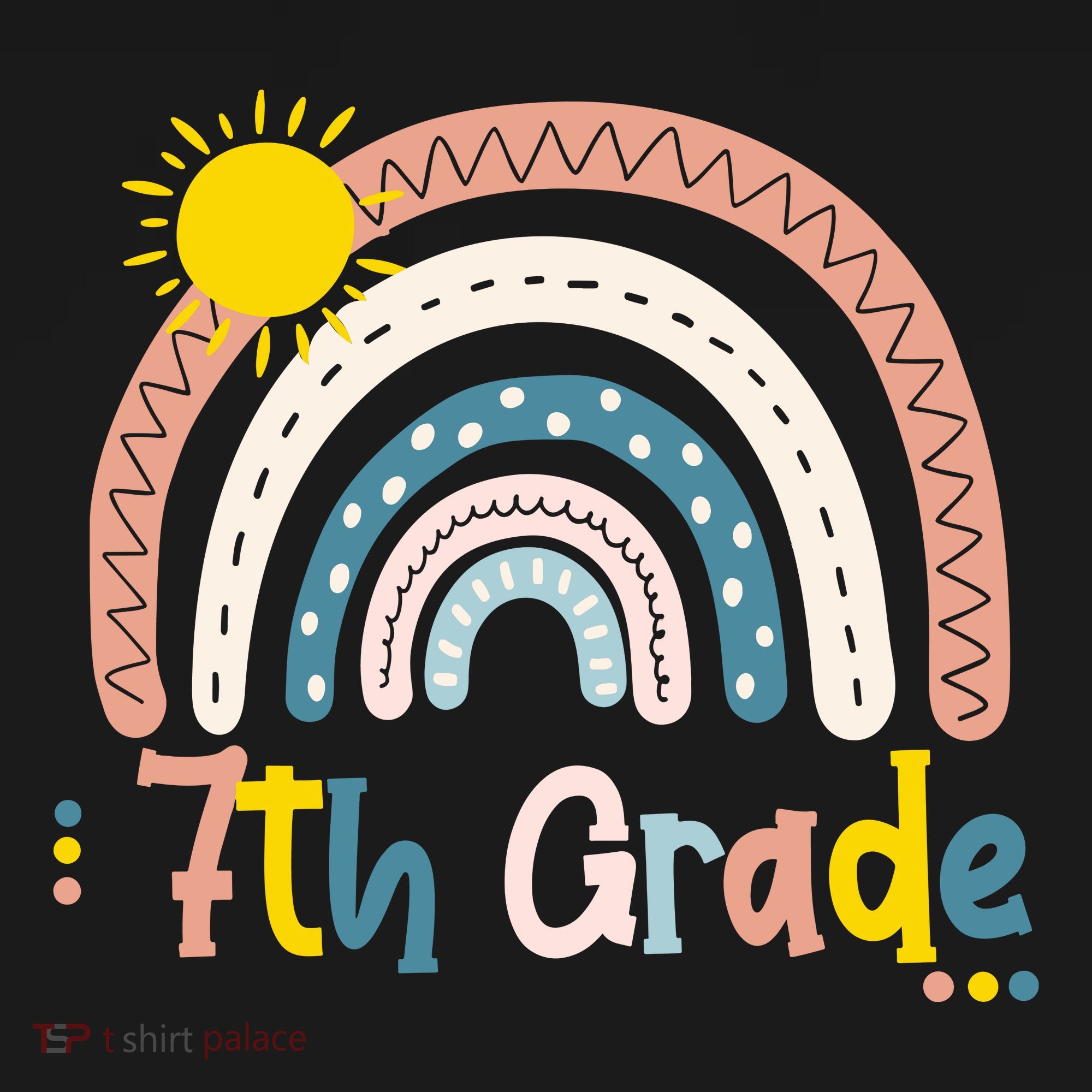 Boho Rainbow Sun For Teachers Women Hello 7th Grade Gift Kids Sweatshirt