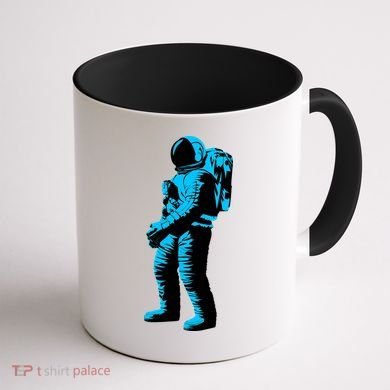 Blue Retro Space Astronaut Coffee Mug back