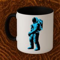 Blue Retro Space Astronaut Coffee Mug thumb 2