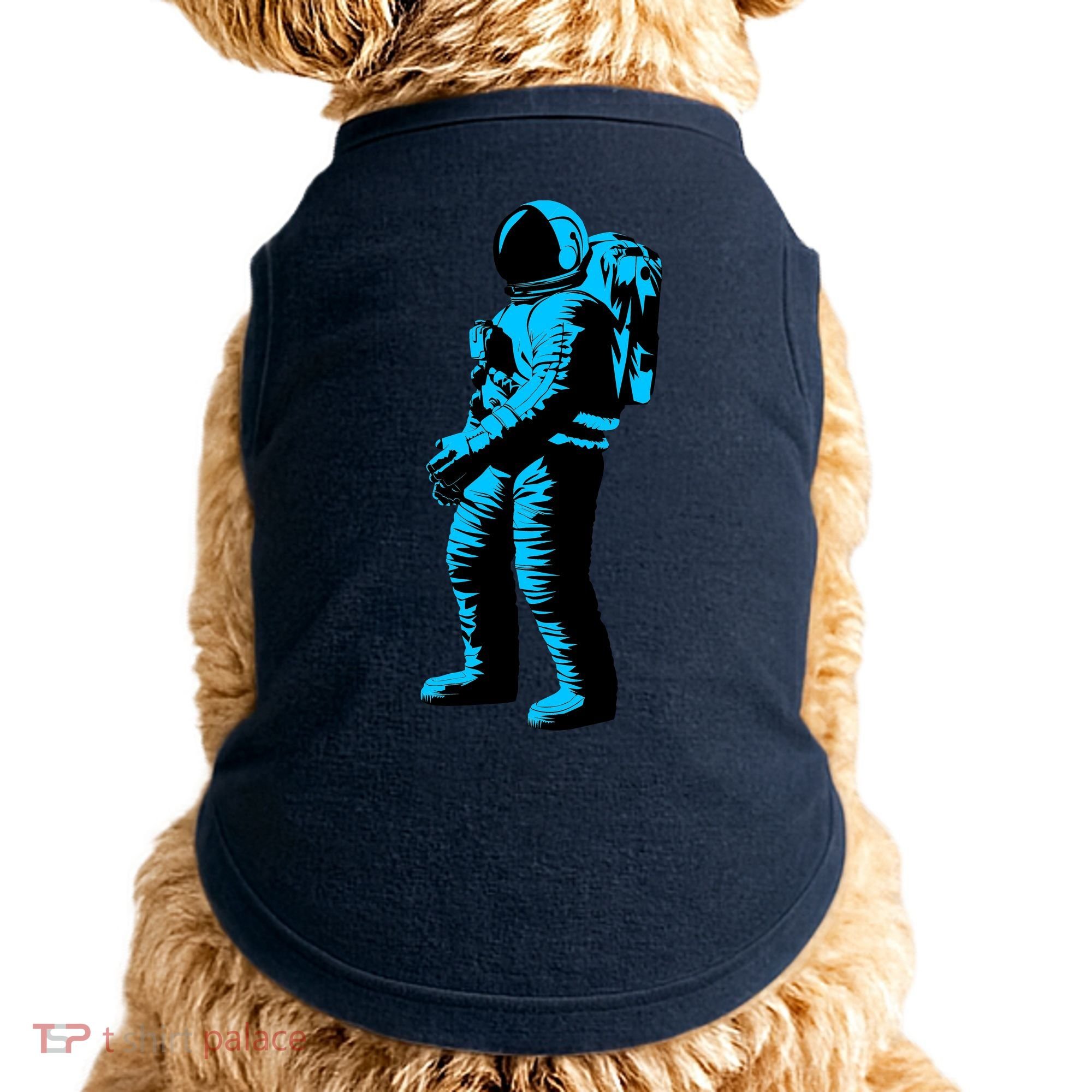 Blue Retro Space Astronaut Doggie Tank