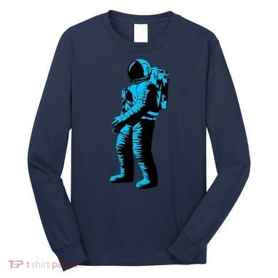 Blue Retro Space Astronaut Long Sleeve Shirt