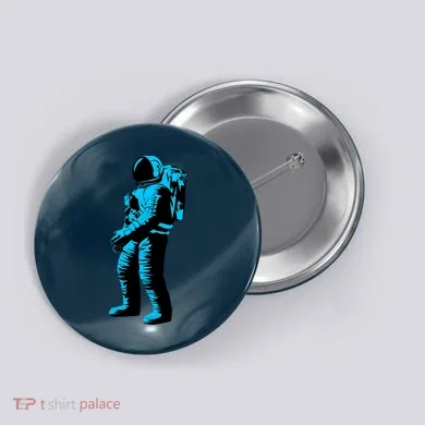 Blue Retro Space Astronaut Button