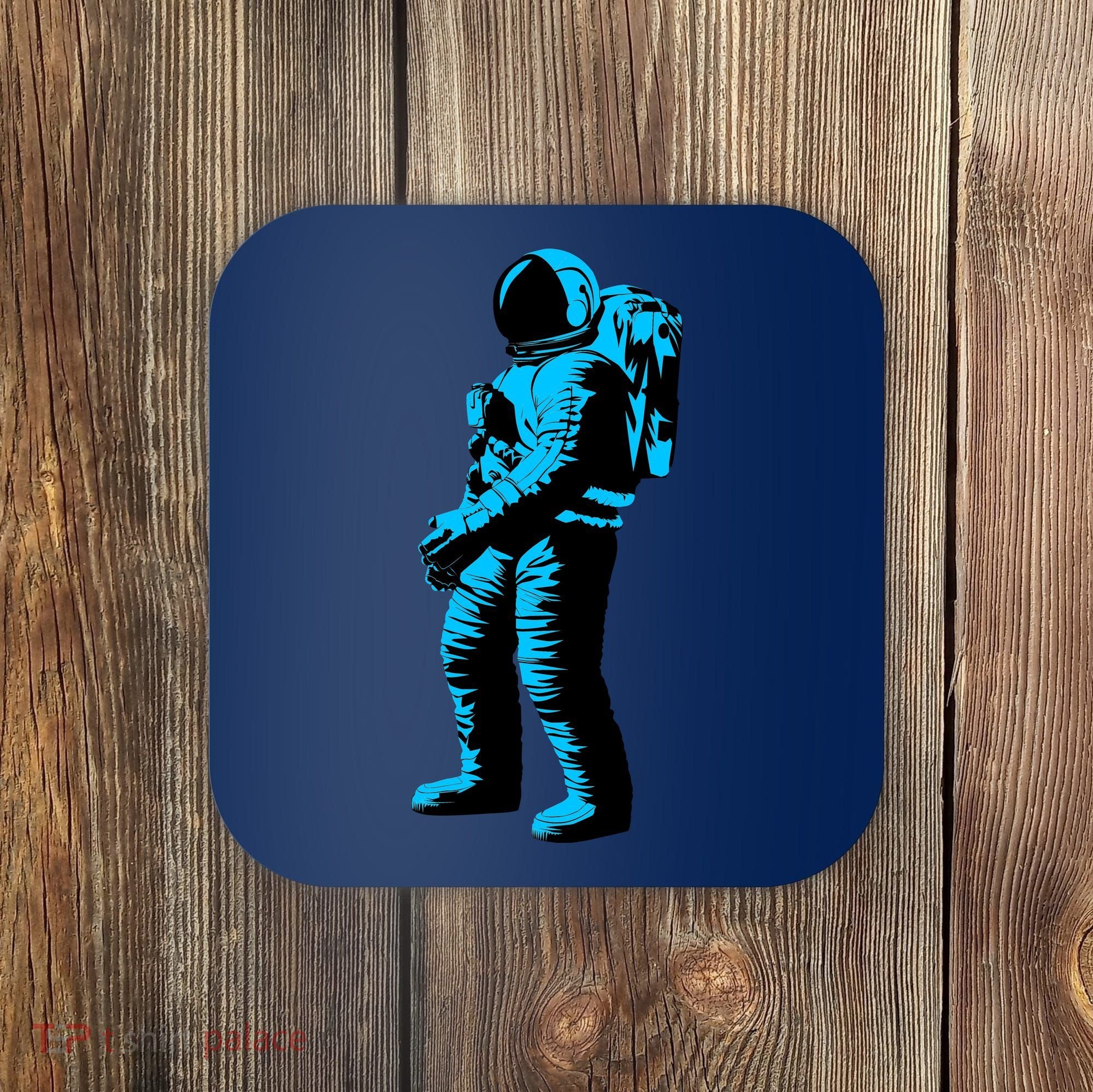 Blue Retro Space Astronaut Coaster