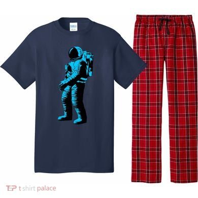 Blue Retro Space Astronaut Pajama Set
