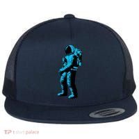 Blue Retro Space Astronaut Flat Bill Trucker Hat thumb 0