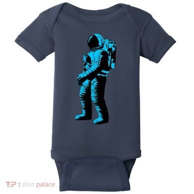 Blue Retro Space Astronaut Baby Bodysuit