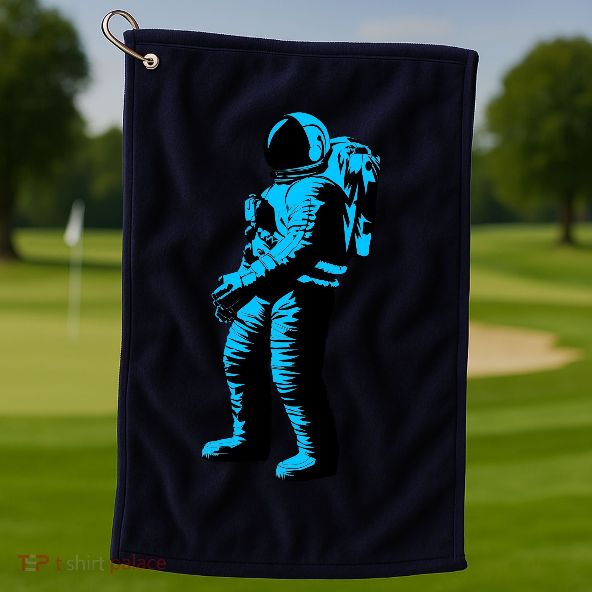 Blue Retro Space Astronaut Golf Towel