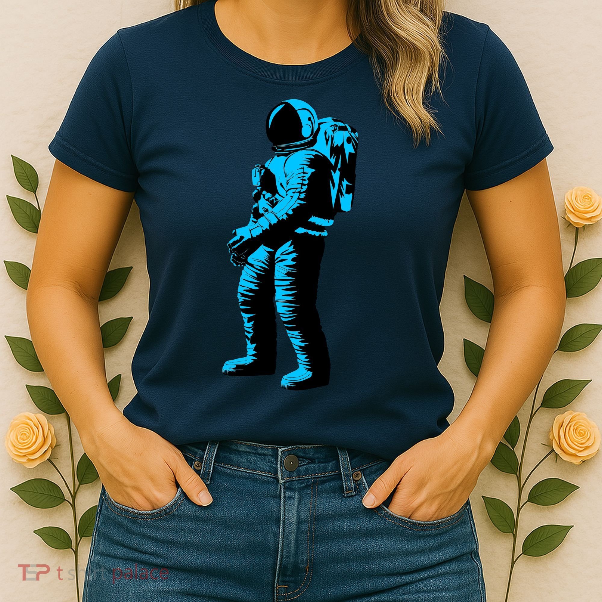 Blue Retro Space Astronaut Women's T-Shirt