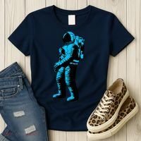Blue Retro Space Astronaut Women's T-Shirt thumb 3