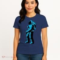 Blue Retro Space Astronaut Women's T-Shirt thumb 4