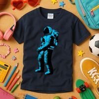 Blue Retro Space Astronaut Kids T-Shirt thumb 3
