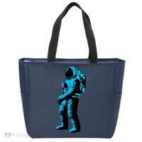 Blue Retro Space Astronaut Tote Bag thumb 0