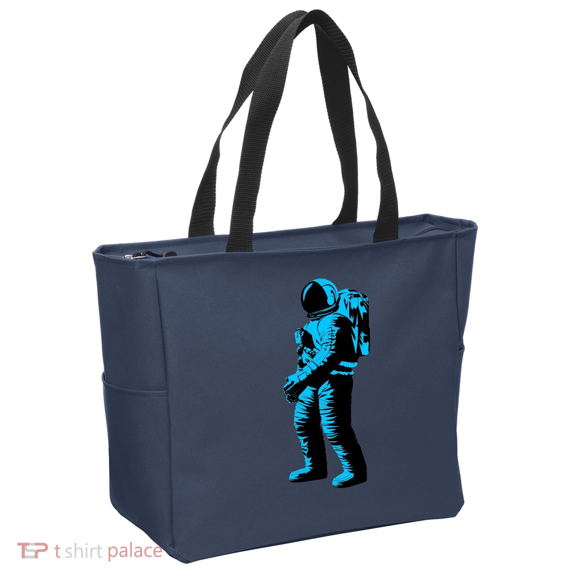 Blue Retro Space Astronaut Tote Bag