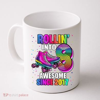 Birthday Roller Skating 8th Girl Rollin Into 8 Skate Party Coffee Mug