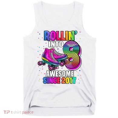 Birthday Roller Skating 8th Girl Rollin Into 8 Skate Party Tank Top