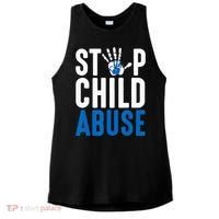 Blue Ribbon Stop Child Abuse Prevention Month Awareness Ladies PosiCharge Tri-Blend Wicking Tank thumb 0