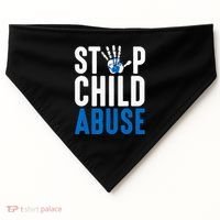Blue Ribbon Stop Child Abuse Prevention Month Awareness USA-Made Doggie Bandana thumb 0