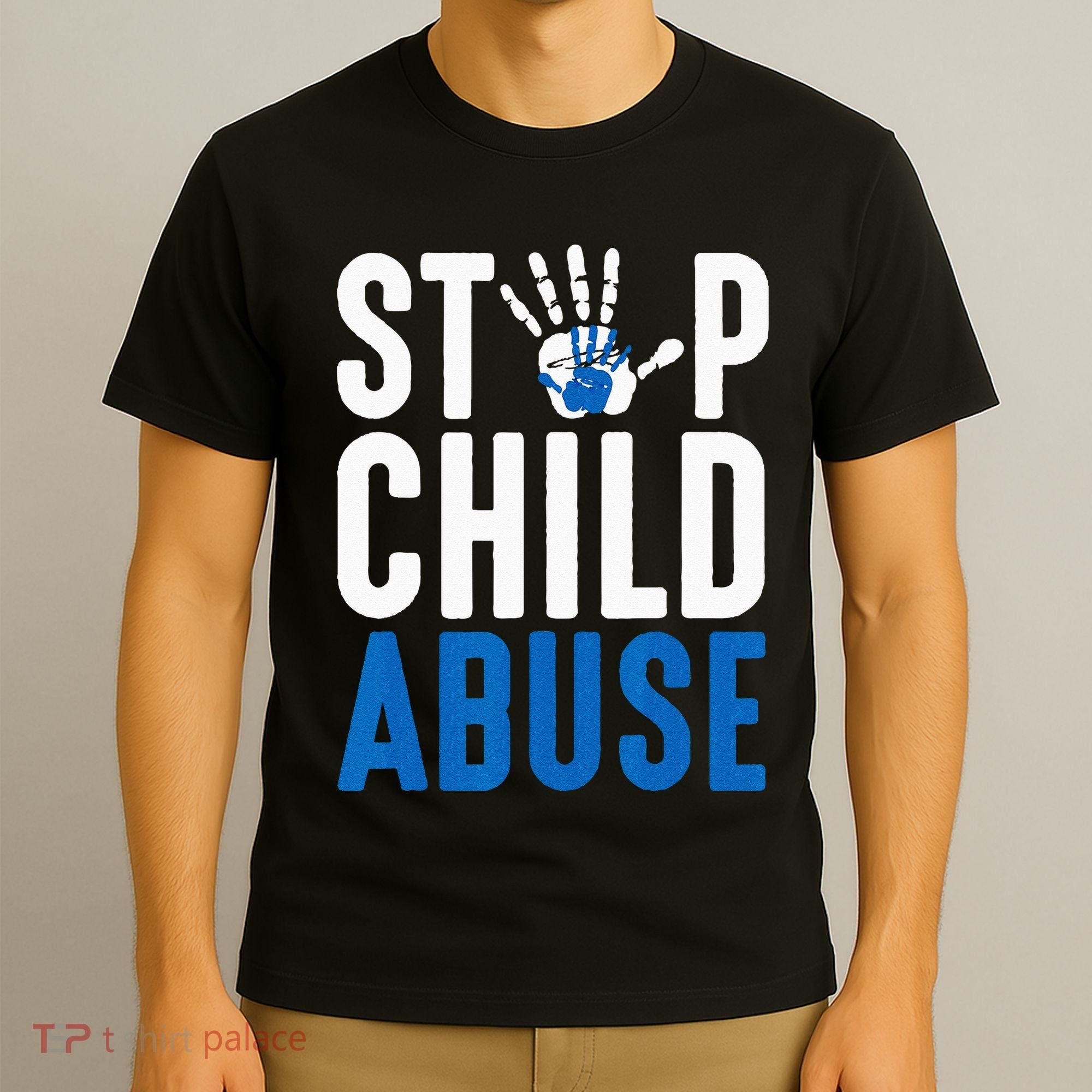 Blue Ribbon Stop Child Abuse Prevention Month Awareness T-Shirt
