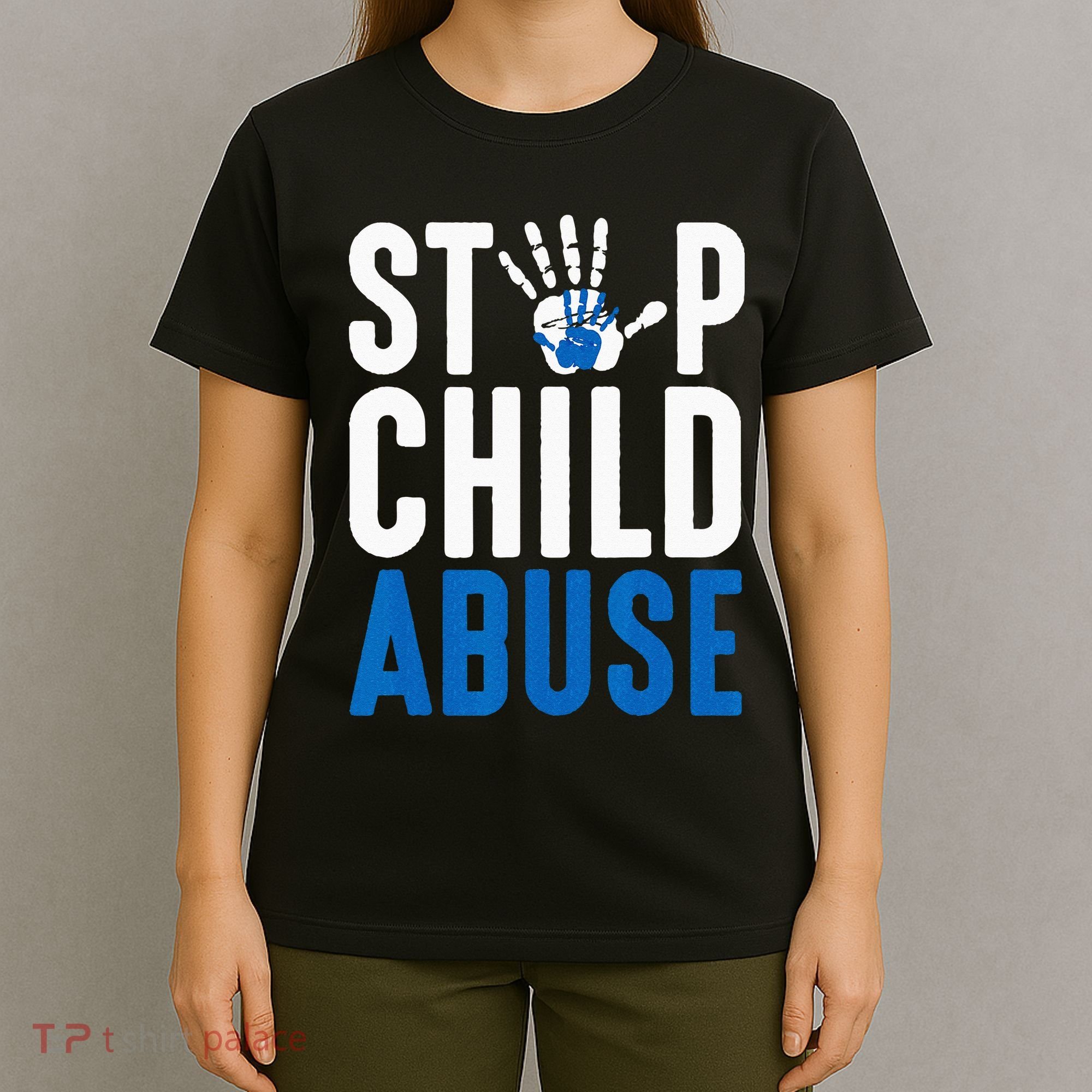 Blue Ribbon Stop Child Abuse Prevention Month Awareness T-Shirt