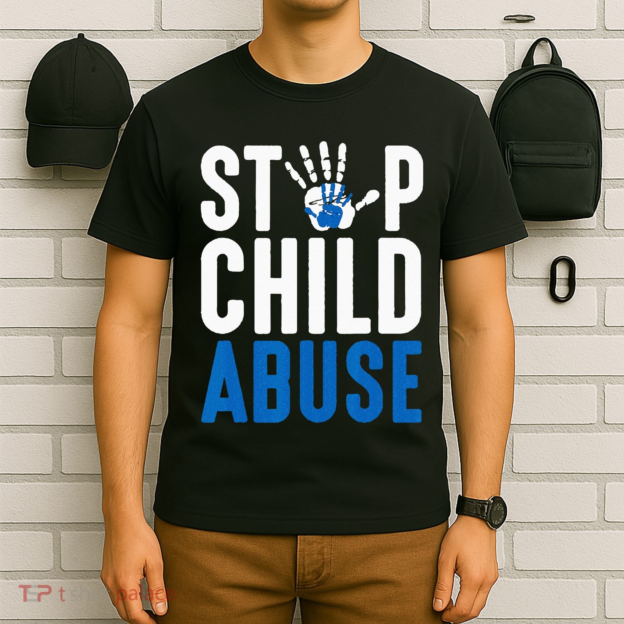 Blue Ribbon Stop Child Abuse Prevention Month Awareness T-Shirt