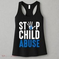 Blue Ribbon Stop Child Abuse Prevention Month Awareness Women's Tank Top thumb 3