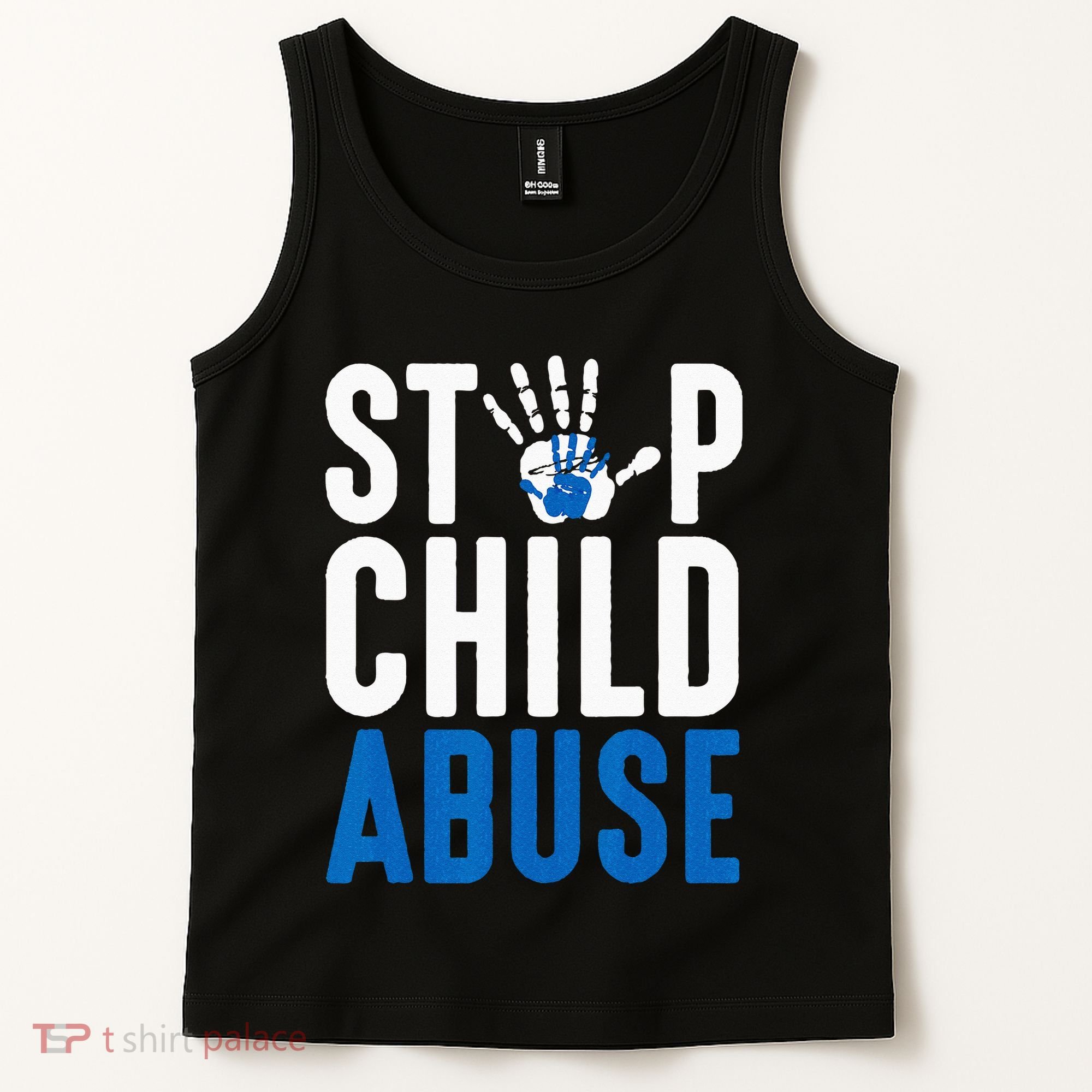 Blue Ribbon Stop Child Abuse Prevention Month Awareness Tank Top