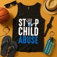 Blue Ribbon Stop Child Abuse Prevention Month Awareness Tank Top thumb 4