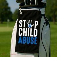 Blue Ribbon Stop Child Abuse Prevention Month Awareness Golf Towel thumb 2
