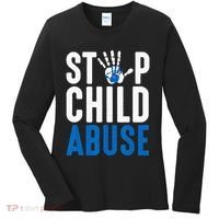 Blue Ribbon Stop Child Abuse Prevention Month Awareness Women's Long Sleeve Shirt thumb 0