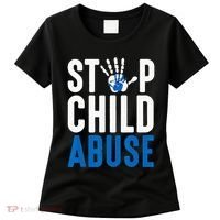 Blue Ribbon Stop Child Abuse Prevention Month Awareness Women's T-Shirt thumb 0