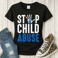 Blue Ribbon Stop Child Abuse Prevention Month Awareness Women's T-Shirt thumb 3