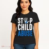 Blue Ribbon Stop Child Abuse Prevention Month Awareness Women's T-Shirt thumb 4