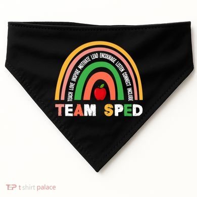 Boho Rainbow Special Needs Teacher Team Sped Great Gift USA-Made Doggie Bandana