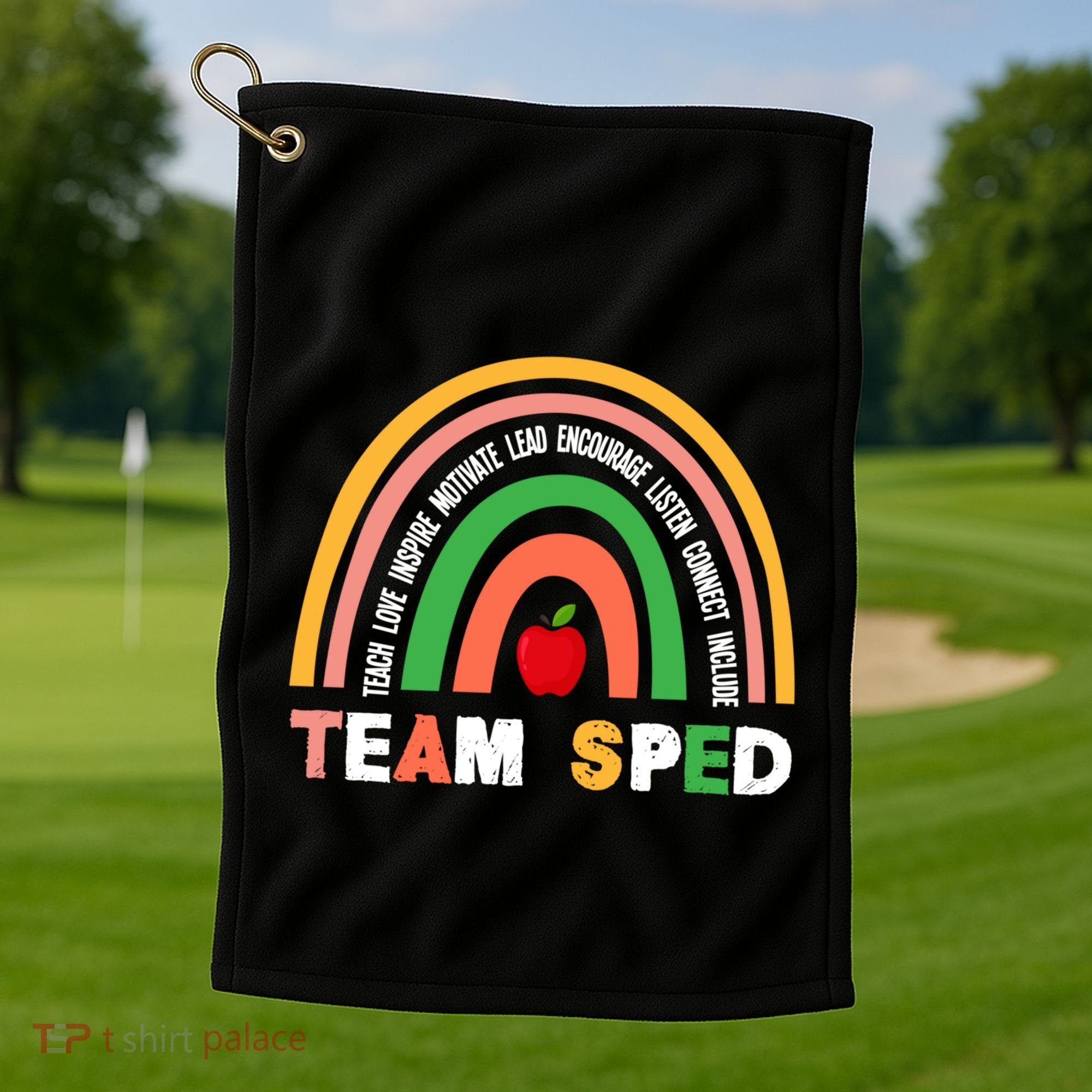 Boho Rainbow Special Needs Teacher Team Sped Great Gift Golf Towel