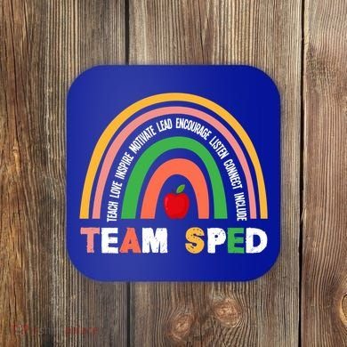 Boho Rainbow Special Needs Teacher Team Sped Great Gift Coaster