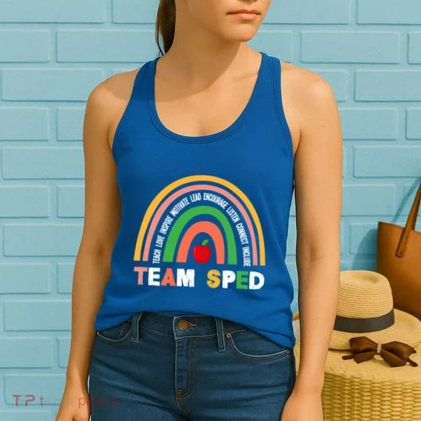 Boho Rainbow Special Needs Teacher Team Sped Great Gift Women's Tank Top