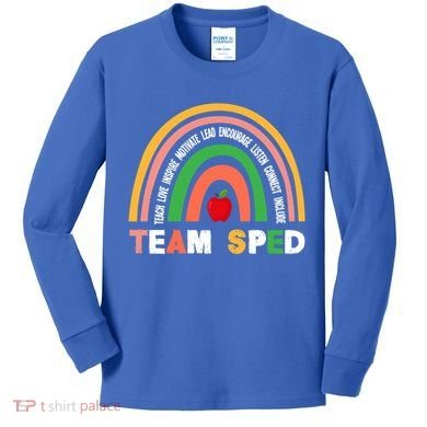 Boho Rainbow Special Needs Teacher Team Sped Great Gift Kids Long Sleeve Shirt