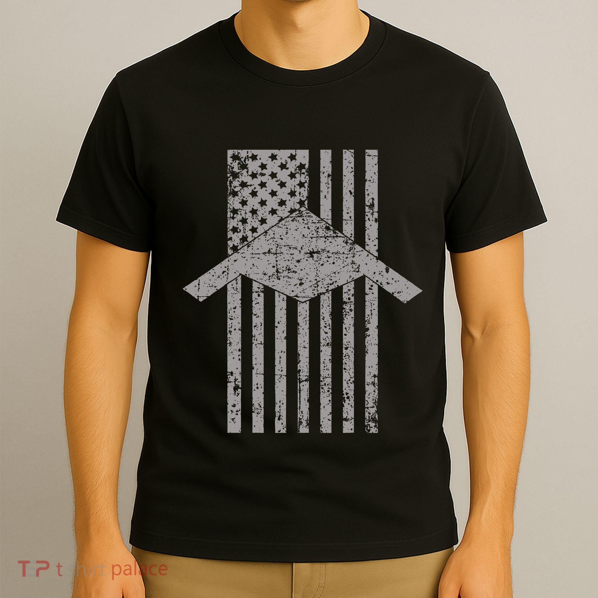 B21 Raider Stealth Bomber Patriotic Vintage Flag Aviation T-Shirt