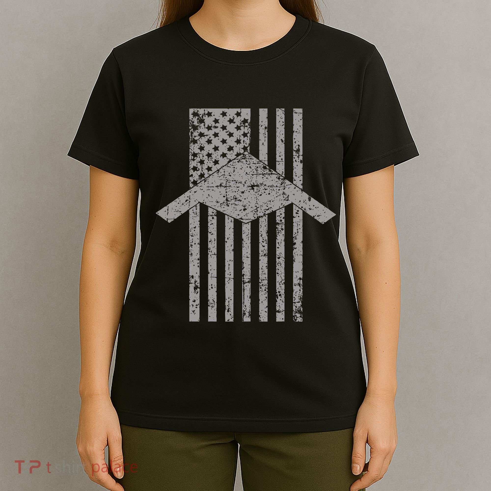 B21 Raider Stealth Bomber Patriotic Vintage Flag Aviation T-Shirt
