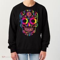 Bright Rainbow Sugar Skull Day Of The Dead Women's Sweatshirt thumb 0
