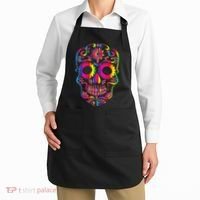Bright Rainbow Sugar Skull Day Of The Dead Apron thumb 2