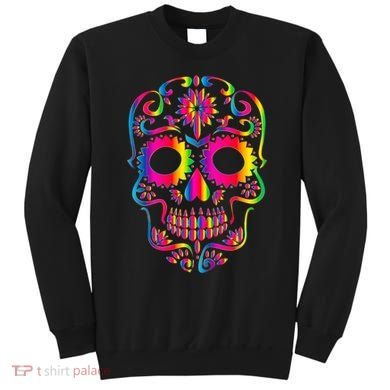 Bright Rainbow Sugar Skull Day Of The Dead Sweatshirt
