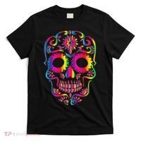 Bright Rainbow Sugar Skull Day Of The Dead T-Shirt thumb 0
