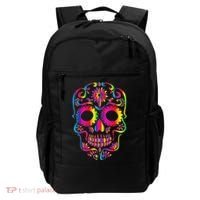 Bright Rainbow Sugar Skull Day Of The Dead Backpack thumb 0