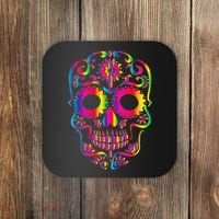 Bright Rainbow Sugar Skull Day Of The Dead Coaster thumb 0